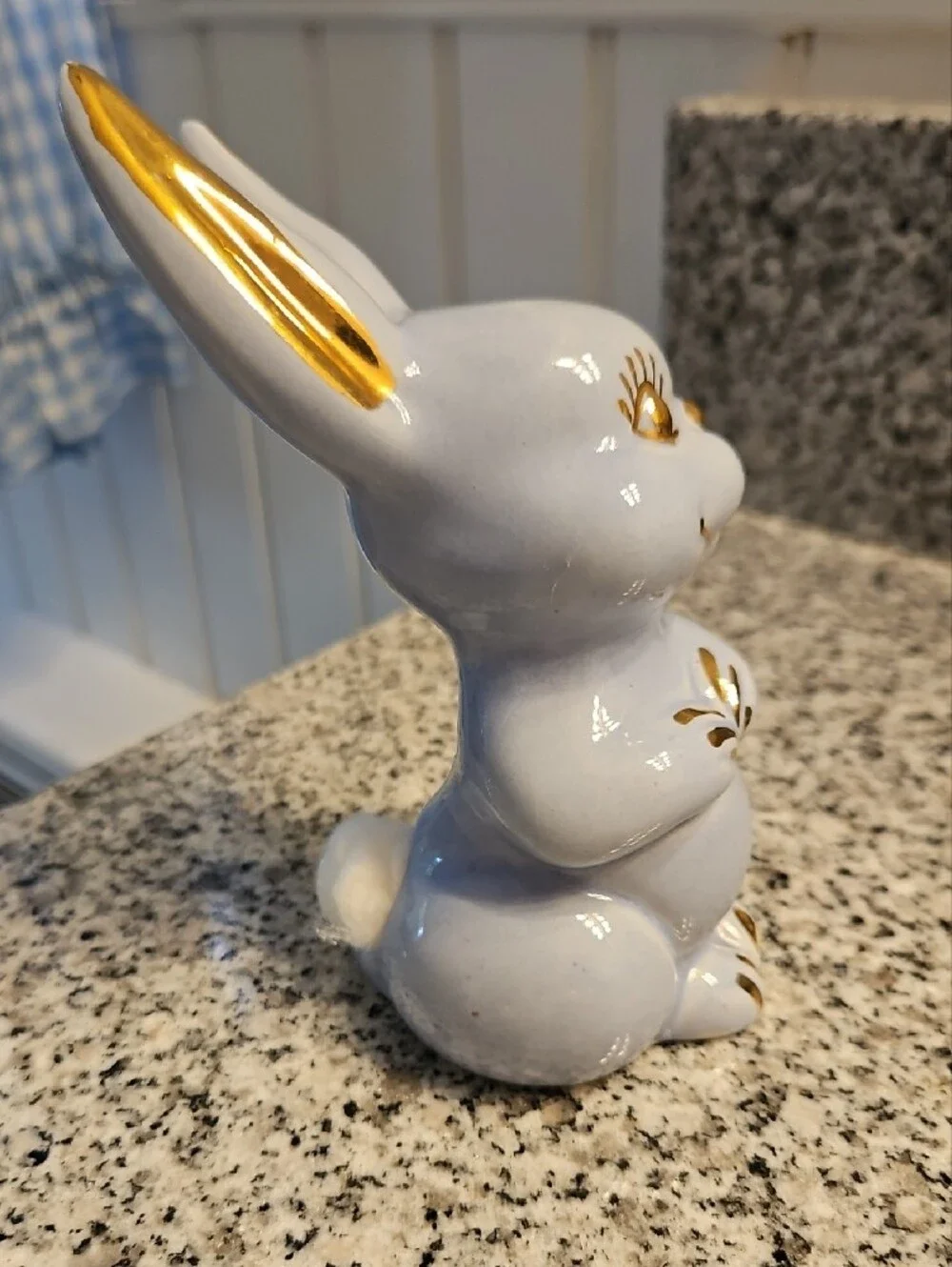 VTG 60s Blue Bunny Cotton Ball Dispenser